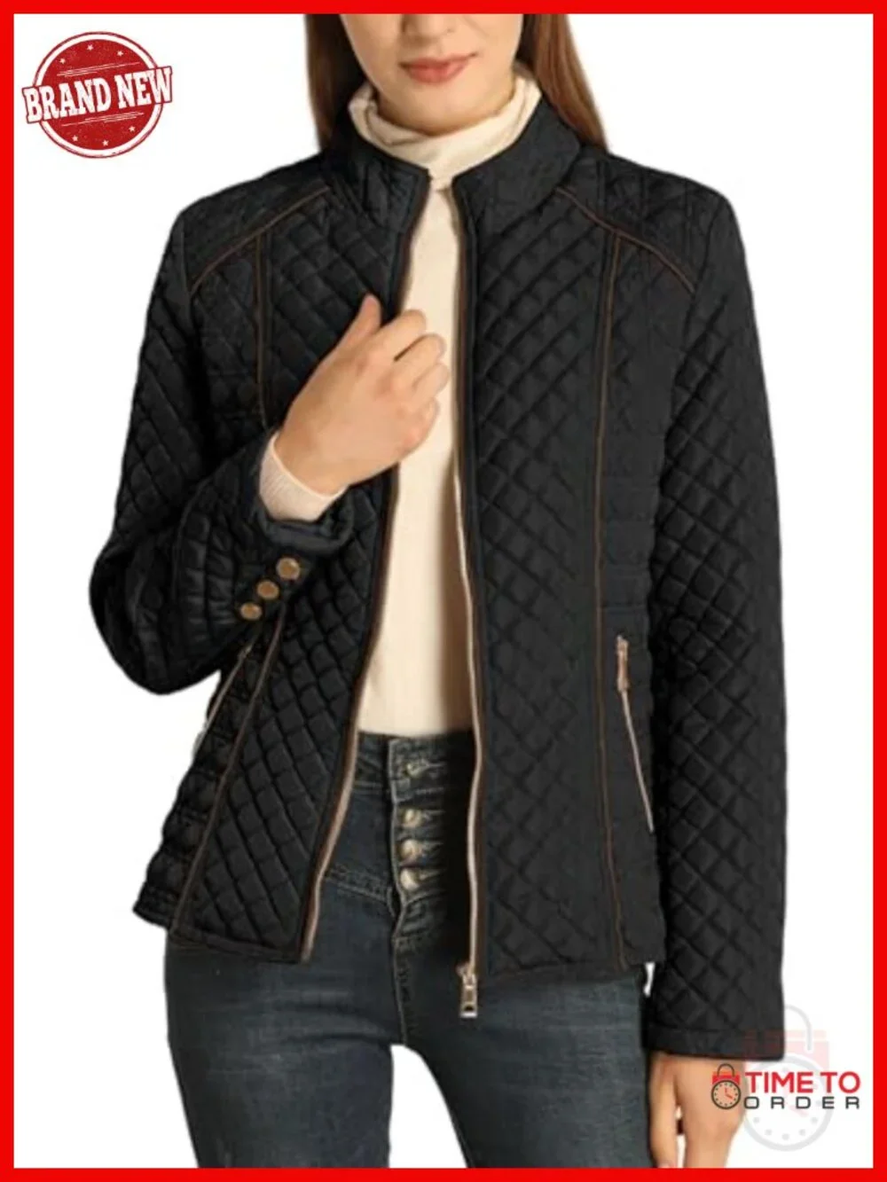 Women's Lightweight Quilted Puffer Jacket Stand Collar Zip Coat